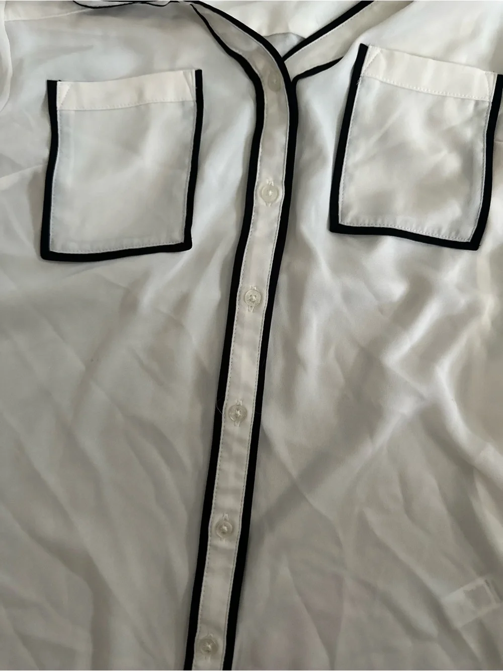 Express White Button-Down Shirt with Black Trim